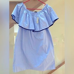 Brand new JCrew Off-the-Shoulder dress - Light blue/Size XXS. Runs big.  Tags on